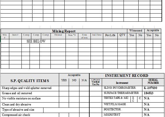 Daily Painting Report Spreadsheet Template