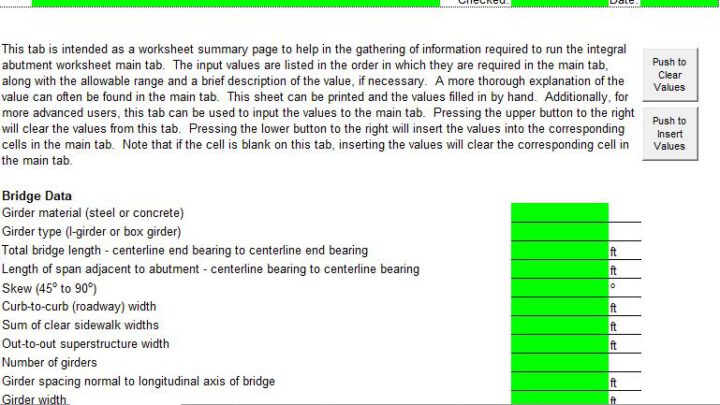 Integral Bridge Abutment Calculation Spreadsheet