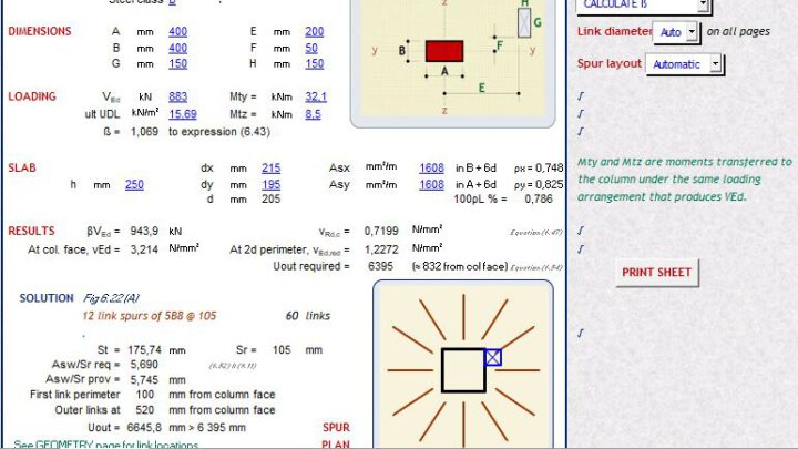 Punching Shear Calculation To BS EN 1992 Spreadsheet