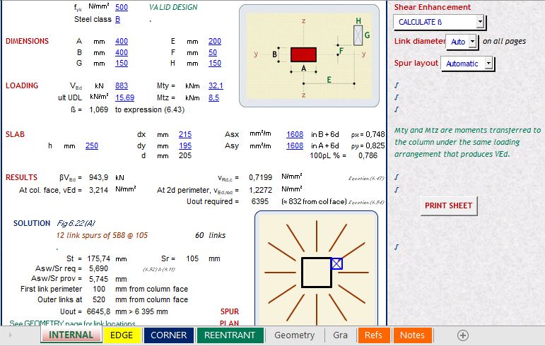 Punching Shear Calculation To BS EN 1992 Spreadsheet