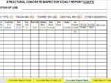 Structural Concrete Inspector's Daily Report Spreadsheet Template