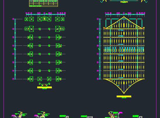 Roof Truss Auditorium Autocad Free DWG