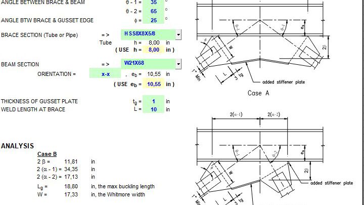 Middle Of Beam Gusset Plate Dimensions Generator Spreadsheet