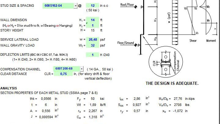 Wall Stud & Compensation Channel Design Spreadsheet
