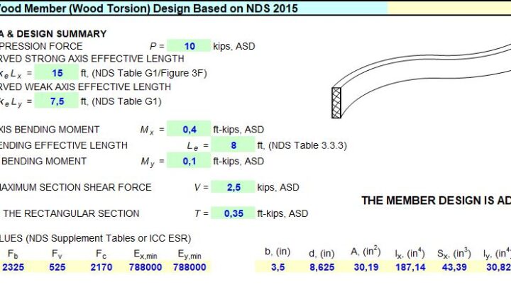 Curved Wood Member Design Spreadsheet