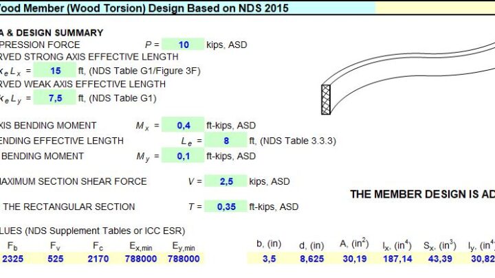 Curved Wood Member Design Spreadsheet