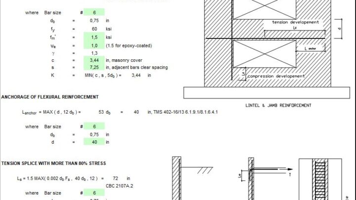 Development and Splice Of Reinforcement In Masonry Spreadsheet