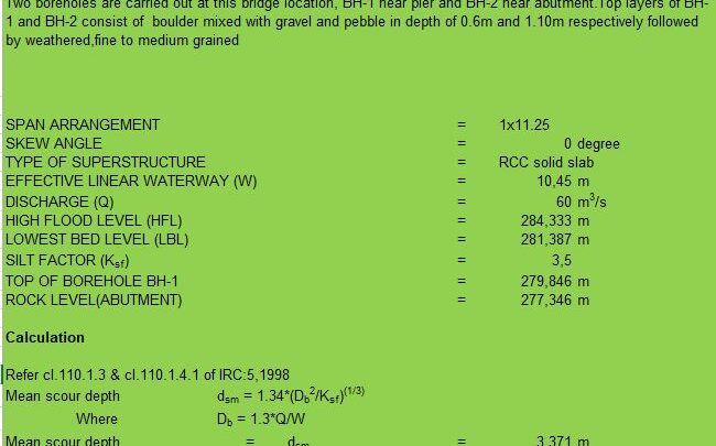 Scour Depth Calculations For Open Foundations Spreadsheet