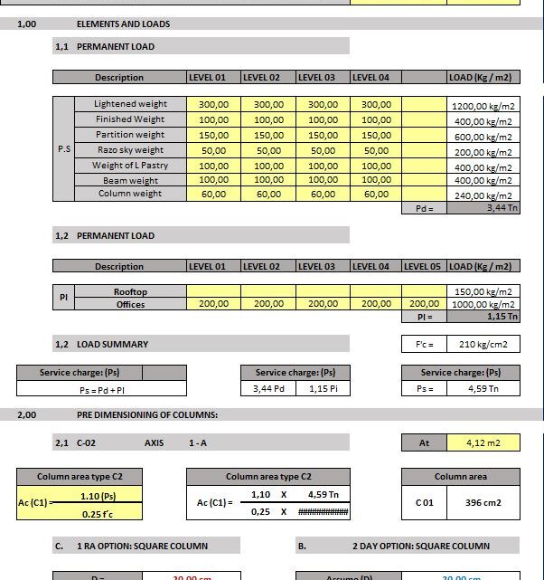 Structural Analysis Of Building Offices Spreadsheet