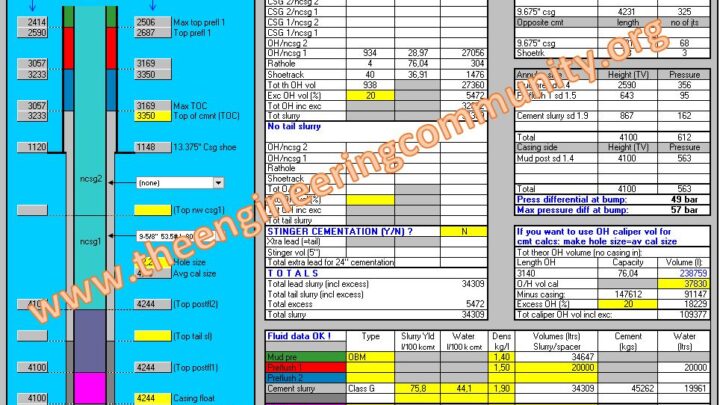 Cementation Calculations Spreadsheet