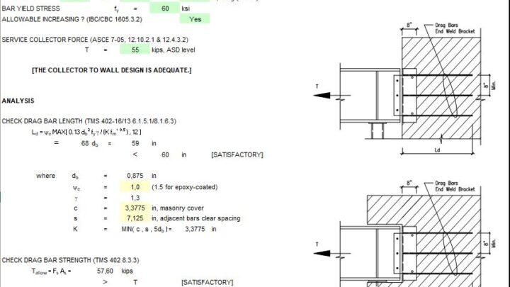 Collector to Wall Connection Design Spreadsheet