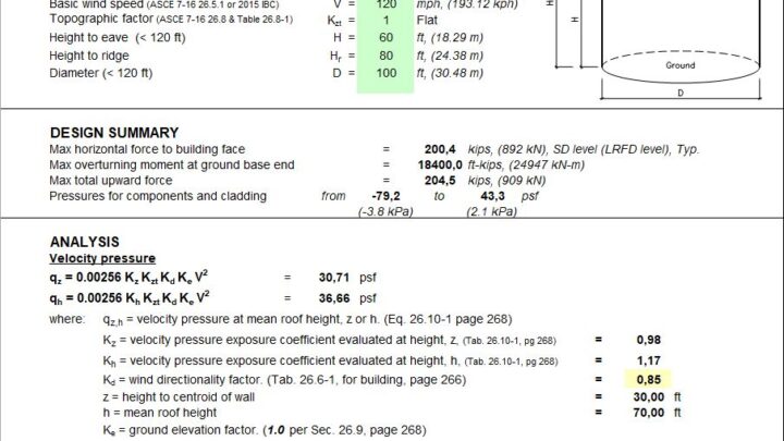 Wind Analysis For Circular Structure Spreadsheet