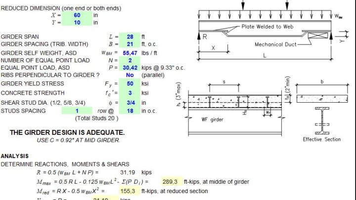 Non-Prismatic Composite Girder Design Spreadsheet