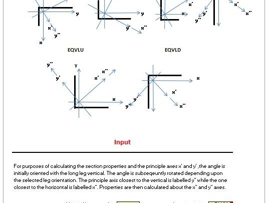 Angle Section Properties Calculation Spreadsheet