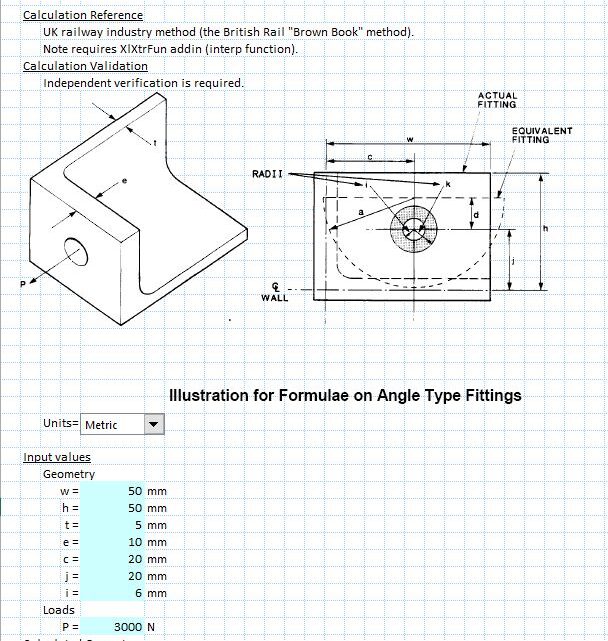 Angle Type Tension Fitting Calculation Spreadsheet
