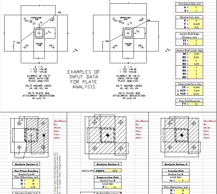 Base Plate Analysis and Design Spreadsheet