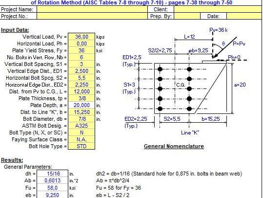 Bolted Bracket Plate Design Spreadsheet