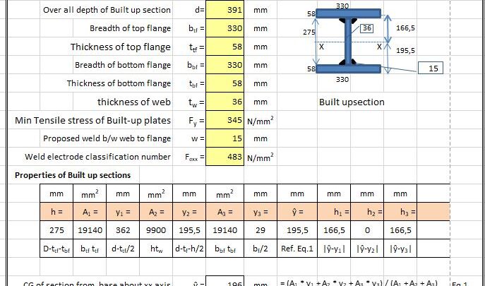 Built Beam-Weld Design Spreadsheet