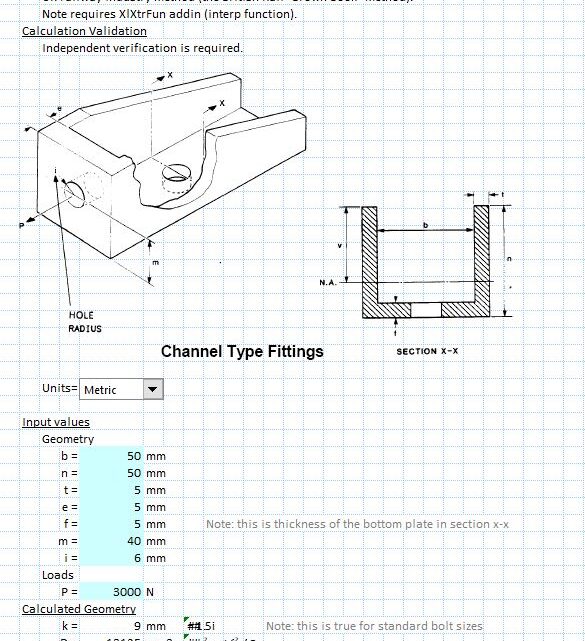 Channel Type Tension Fitting Spreadsheet