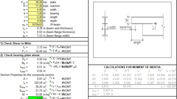 Coped W-Beam Seat Calculation Spreadsheet