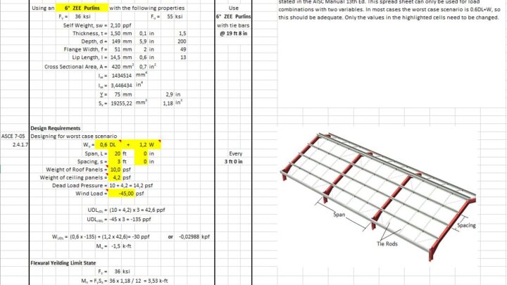 Design For Roof Purlins Spreadsheet