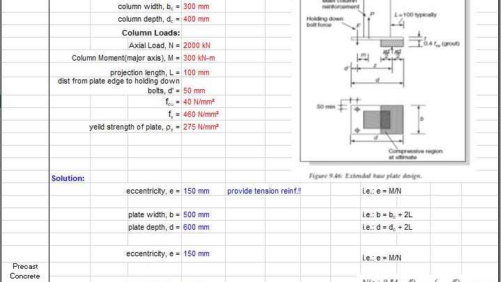 Design Of Column Foundation Connections Spreadsheet