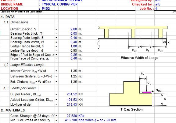 Design Of T-Bent CAP Spreadsheet