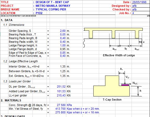 Design Of T-Bent CAP Spreadsheet