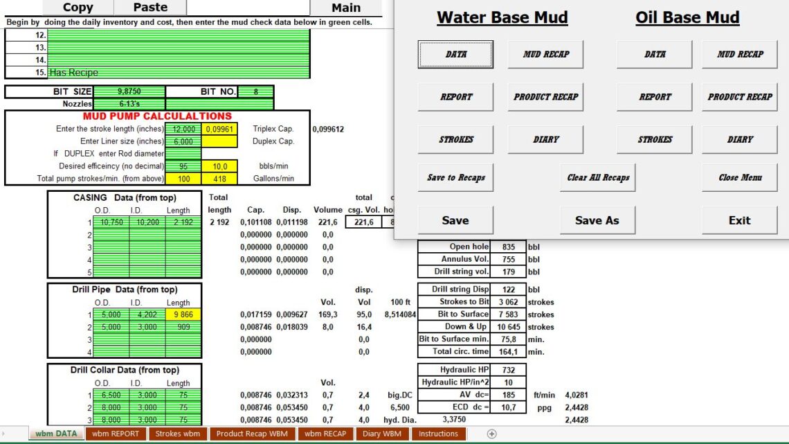 Drilling Basic Mud Report Spreadsheet