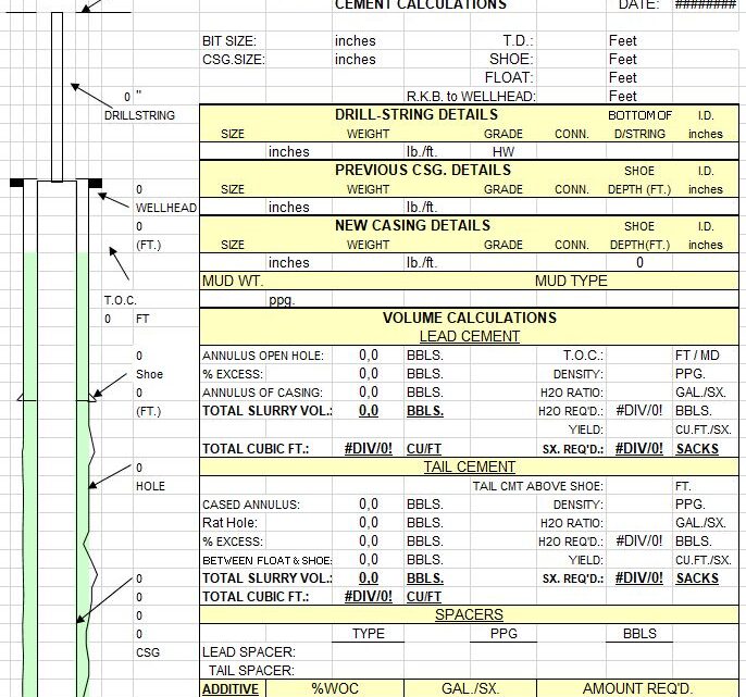 Drilling Cement Calculations Spreadsheet