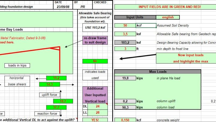 Metal Building Foundation Design Spreadsheet