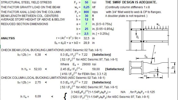 Seismic Design For Special Moment Resisting Frames Spreadsheet