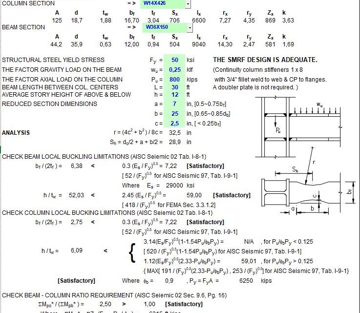 Seismic Design For Special Moment Resisting Frames Spreadsheet