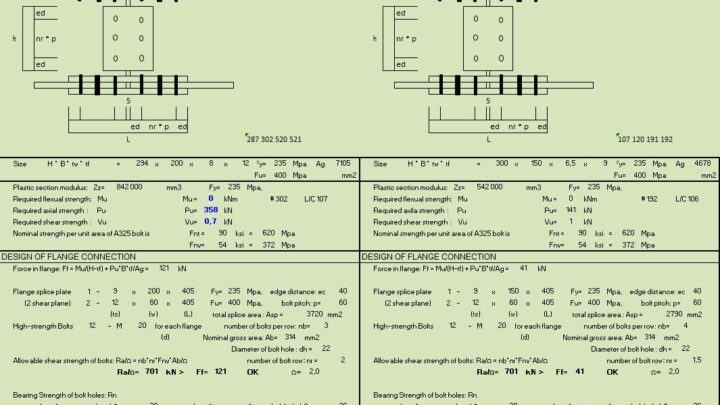 Splice Connection Design and Calculation Spreadsheet