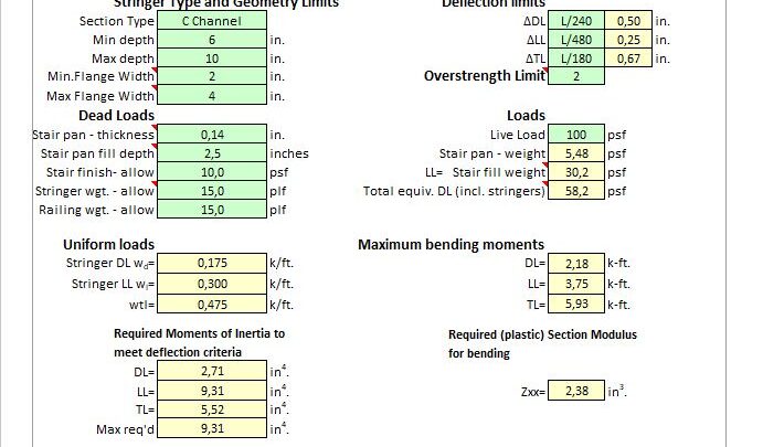 Stair Stringer Design Spreadsheet