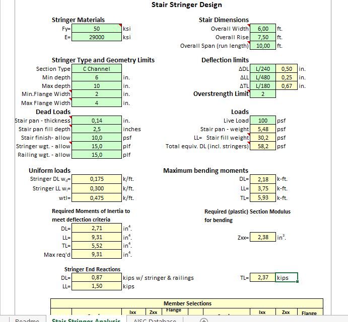 Stair Stringer Design Spreadsheet