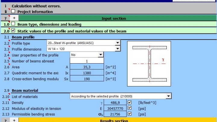 Straight Beams With Constant Cross-Section Spreadsheet