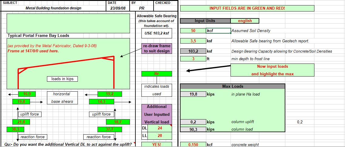 Metal Building Foundation Design Spreadsheet Metal Building Foundation Design Spreadsheet