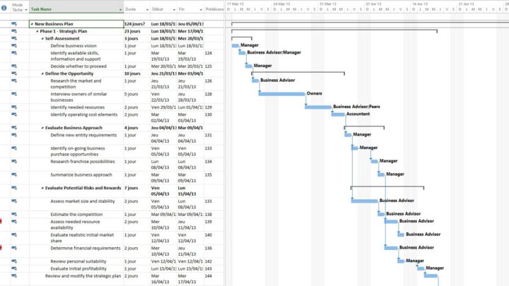 Business Plan Model MS Project Free Template