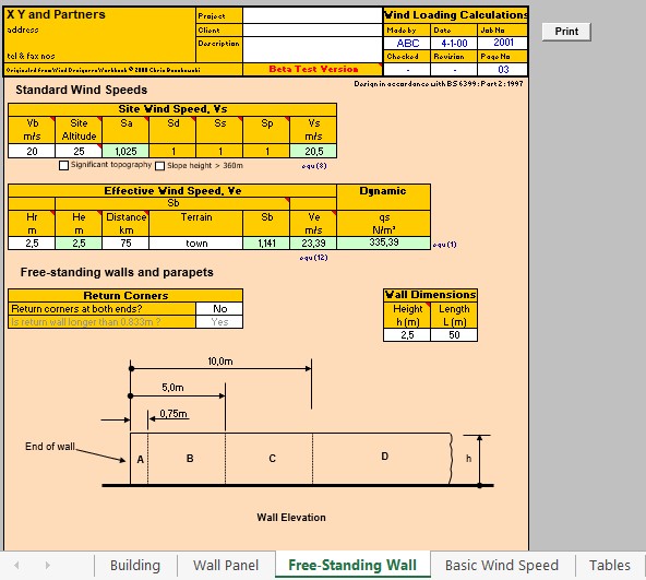Dynamic Wind Pressure (qs) Calculation Spreadsheet