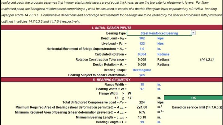 Elastomeric Pads And Steel-Reinforced Elastomeric Bearings Spreadsheet