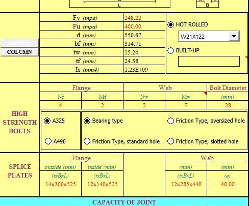 Rigid Connection Design Spreadsheet