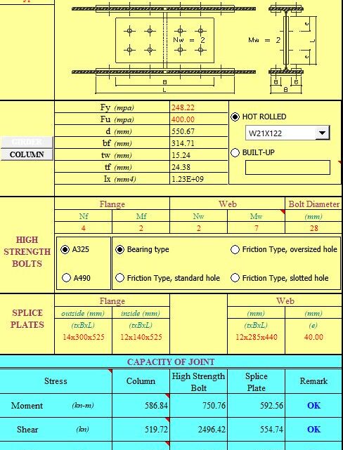 Rigid Connection Design Spreadsheet