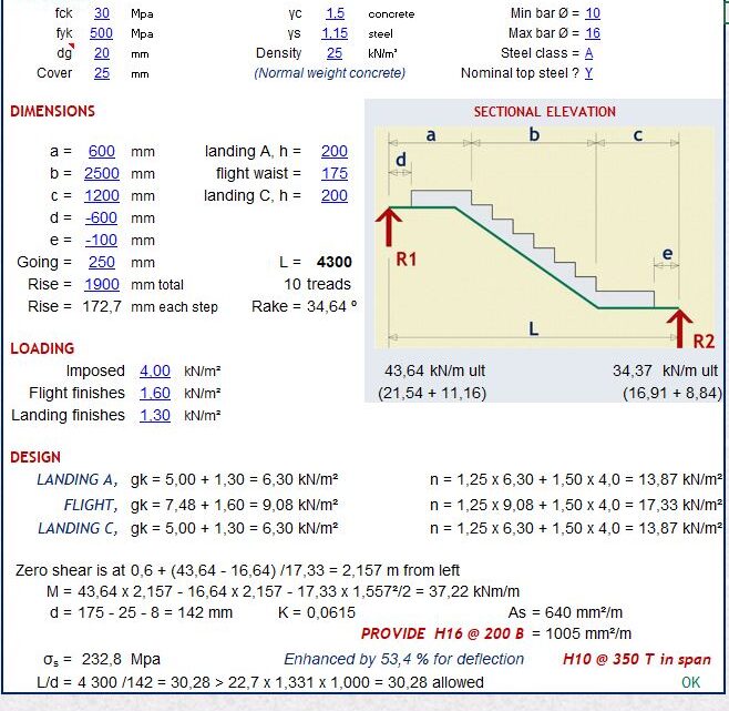 Stair Flights and Landings to EN 1992-1_2004 Spreadsheet Stair Flights and Landings to EN 1992-1_2004 Spreadsheet