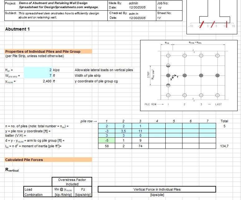 Abutment And Retaining Wall Analysis Spreadsheet