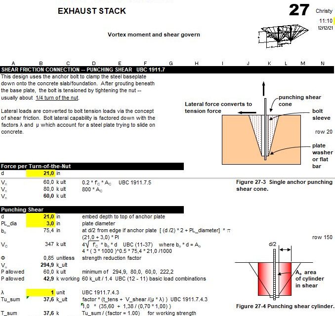 Bolt Group Pullout Design And Calculation Spreadsheet