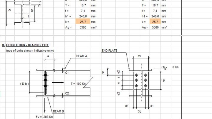 Calculation For Beam To Beam Web Shear Connection Spreadsheet