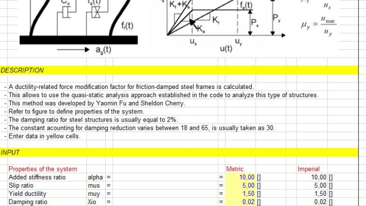 Canadian Seismic Design of Steel Structures  Force reduction factor for friction-damped systems Spreadsheet