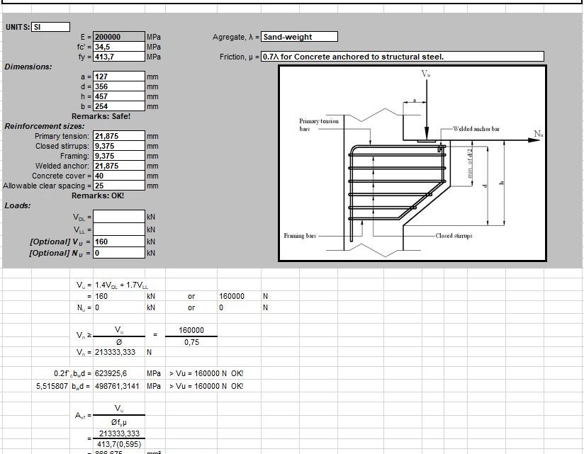 Design Of Concrete Corbel Spreadsheet