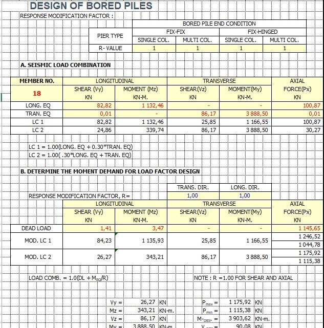 Design and Calculation Of Bored Piles Spreadsheet